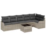 Ensemble de Canapés de Jardin vidaXL 7 Pièces avec Coussins en Rattan Gris