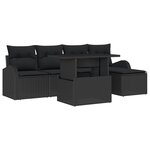 Ensemble de Canapé de Jardin de 6 Pièces avec Coussins Noir Rattan Poly