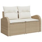 vidaXL ensemble de canapé de jardin 9 pièces avec coussins beige poly rotin