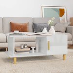 vidaXL Table basse Blanc brillant 90x50x40 cm Bois d'ingénierie