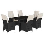 vidaXL Ensemble à manger de jardin coussins 7Pièces Noir Résine tressée