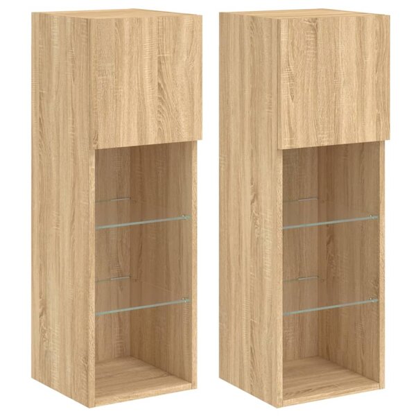 vidaXL Meubles TV avec lumières LED 2 Pièces chêne sonoma 30 5x30x90 cm