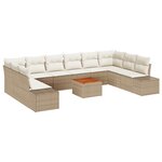 vidaXL Canapé de jardin 11 pièces avec coussins Beige Rotin Acacia