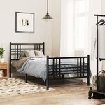 vidaXL Cadre de lit métal sans matelas avec pied de lit noir 100x190cm