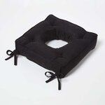Galette de chaise coussin bouée en suédine Noir  40 x 40 x 10 cm - HOMESCAPES
