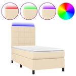 vidaXL Sommier à lattes de lit et matelas et LED Crème 90x190 cm Tissu