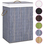 vidaXL Panier à linge avec 2 sections bambou gris 72 L