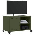 vidaXL Meuble TV vert olive 68x39x43 5 cm acier laminé à froid