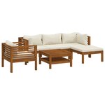 vidaXL Salon de jardin 6 Pièces avec coussin crème Bois d'acacia solide