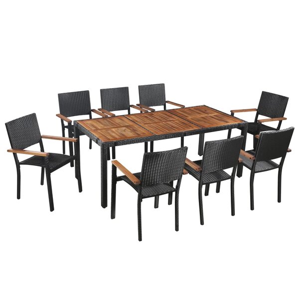 vidaXL Ensemble à manger d'extérieur 9 Pièces résine tressée et acacia
