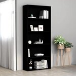 vidaXL Bibliothèque à 5 niveaux Noir 80x30x189 cm Bois d'ingénierie