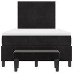 vidaXL Lit à Ressorts avec Matelas & Banc Noir 120x190 cm Velours
