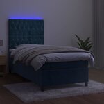 vidaXL Sommier à lattes de lit et matelas et LED Bleu foncé 90x190 cm