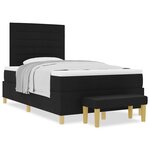 vidaXL Lit à Ressorts avec Matelas et Banc Noir 120x200 cm Tissu