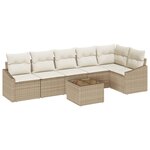 vidaXL Ensemble de salle à manger de jardin de 7 pièces avec coussins en poly rattan marron
