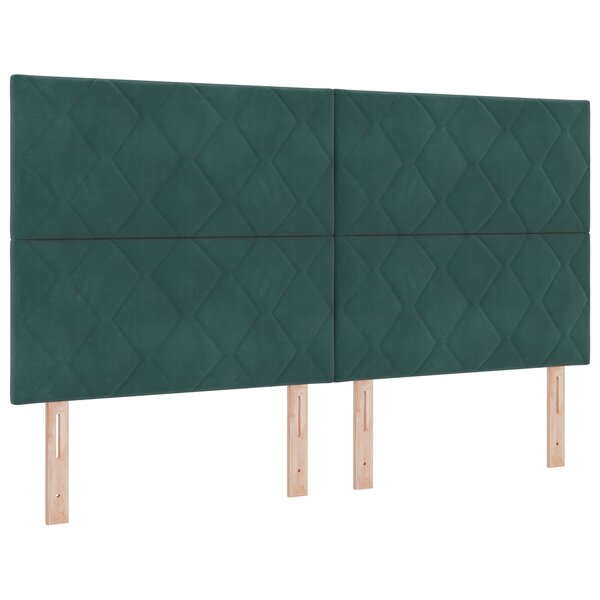 vidaXL Tête de Lit LED Vert Foncé Ensemble de 3 Vert Foncé Tissu  Bois