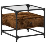 vidaXL Table basse avec dessus en verre chêne fumé 50x50x45 cm acier