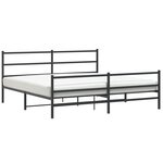 vidaXL Cadre de lit métal avec tête de lit/pied de lit noir 183x213 cm