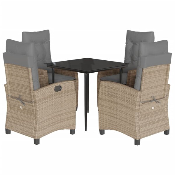 vidaXL Ensemble à manger de jardin coussins 5 Pièces mélange beige rotin