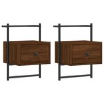 vidaXL Table de chevet murale 2 Pièces chêne marron 35x30x51 cm