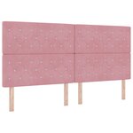 vidaXL Tête de lit à bouton en cristal tufté rose 200 cm velours