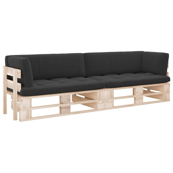 vidaXL Canapé palette 2 places avec coussins Bois de pin imprégné