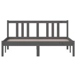 vidaXL Cadre de lit Gris Bois massif 140x190 cm