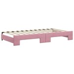 vidaXL Lit de jour avec gigogne et tiroirs rose 100x200 cm velours