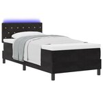 Lit Box Spring vidaXL avec Matelas et LED Noir 90x190 cm Velours