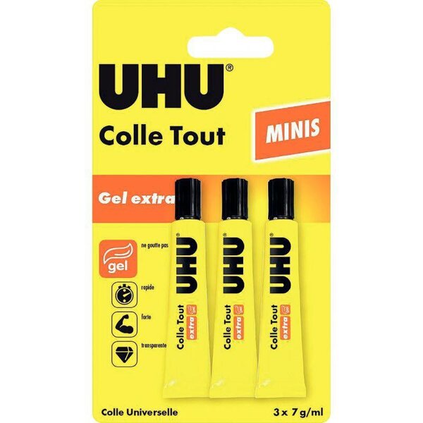 Lot de 3 tubes de 7 ml de Colle Tout Gel extra UHU