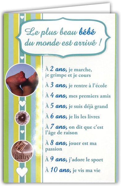Carte Bienvenue Bébé Félicitations Naissance Adoption Enveloppe Bleue 12x17 5cm