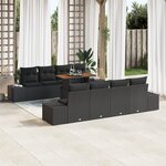 vidaXL Ensemble de salle à manger de jardin de 9 pièces avec coussins en poly rattan noir et acacia