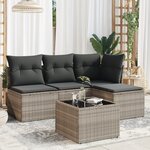 vidaXL Salon de jardin 5 Pièces avec coussins gris clair résine tressée