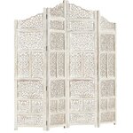 vidaXL Cloison de séparation 4 panneaux Blanc 160x165 cm Bois manguier