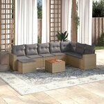 vidaXL Salon de jardin avec coussins 9Pièces mélange beige résine tressée