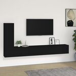 vidaXL Ensemble de meubles TV 3 Pièces Noir Bois d'ingénierie