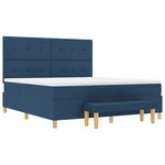 vidaXL Lit à Sommier avec Matelas & Banc Bleu 180x200 cm Tissu