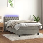 vidaXL Sommier à lattes de lit avec matelas LED Gris clair 100x200 cm