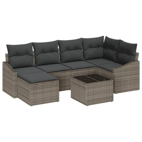 vidaXL Ensemble de Canapé de Jardin 6 Pièces avec Coussins Rattan Poly Noir