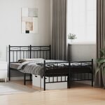 vidaXL Cadre de lit métal sans matelas avec pied de lit noir 120x190cm