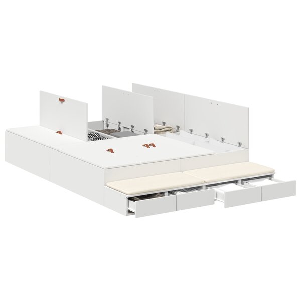 vidaXL Cadre de lit de rangement Blanc 140x190 cm