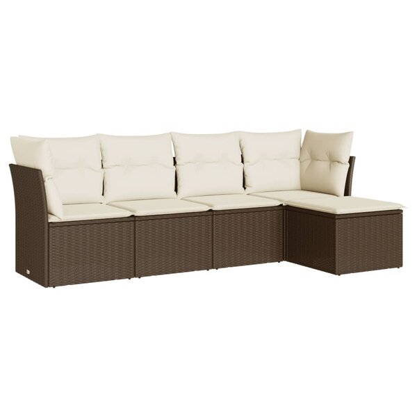 vidaXL Salon de jardin avec coussins 5 Pièces marron résine tressée