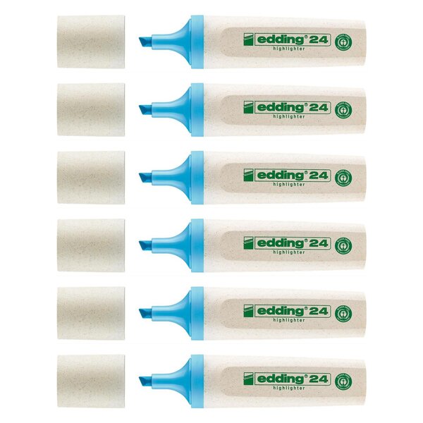 Surligneur Ecoline 24 Bleu clair Pointe Biseautée 2-5 mm x 6 EDDING