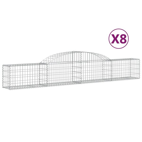 vidaXL Paniers à gabions arqués 8 Pièces 300x30x40/60 cm fer galvanisé