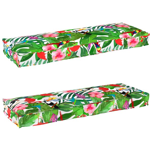 vidaXL Coussins de palette pour banc 2 Pièces Jungle tropicale 120x40x8 cm Tissu Oxford