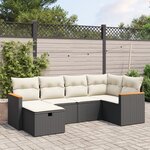 vidaXL Salon de jardin 6 Pièces avec coussins noir résine tressée