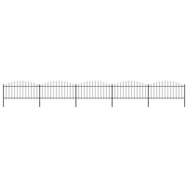 vidaXL Clôture de jardin à dessus en lance Acier (0 5-0 75)x8 5 m Noir