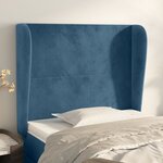 vidaXL Tête de lit avec oreilles Bleu foncé 93x23x118/128 cm Velours