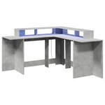 Bureau table poste de travail meuble d'ordinateur informatique étude et lumières LED 152 x 152 x 91 cm bois ingénierie gris 02_0023800