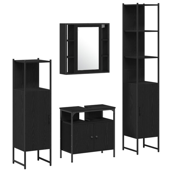 vidaXL Ensemble de meubles de salle de bain 4 pièces en bois d'ingénierie chêne noir